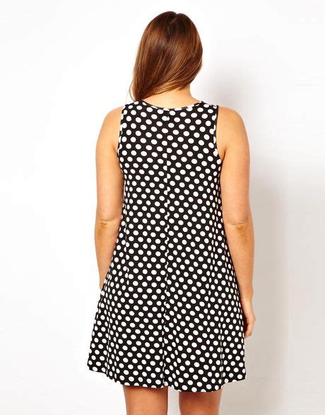 Asos Curve Exclusive Swing Dress In Spot Print In Black Minkblack Lyst