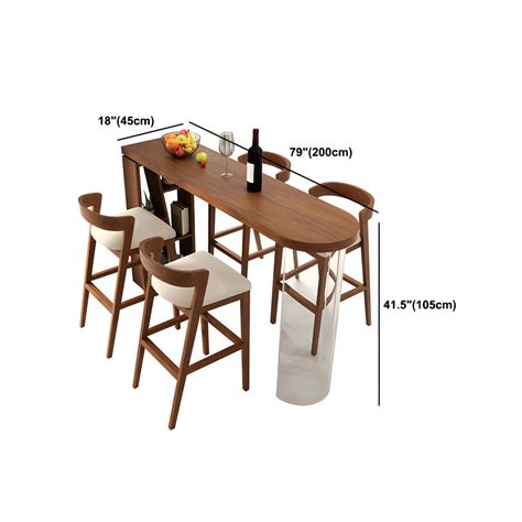 Brown Specialty Bar Dining Table Solid Wood Bar Height Table with Pedestal Base - 78.7"L x 17.7 ...