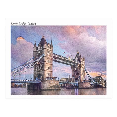 Modern Watercolour Of Tower Bridge London Postcard Zazzle London