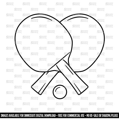 Ping Pong Paddles Crossed Table Tennis Bats Sport Clipart Symbol Silhouette Outline Line Drawing ...