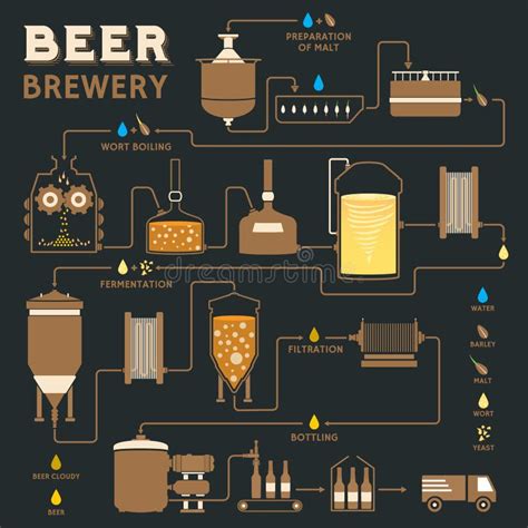 Beer Brewing Process Vector Beer Production Stock Vector