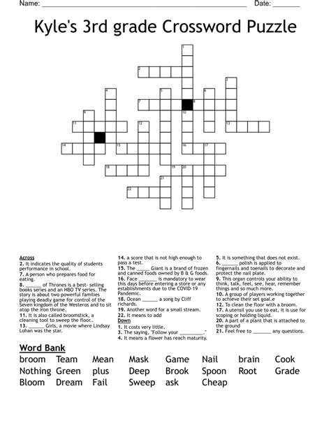 Crossword Puzzles 3rd Grade