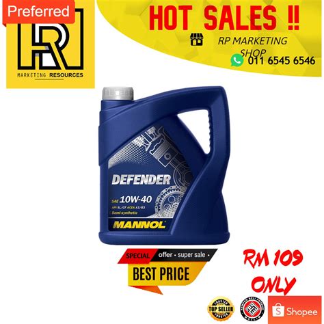 Engine Oil Minyak Enjin Minyak Hitam Mannol Defender W Semi