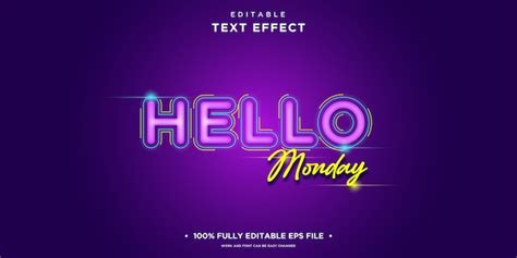 Premium Vector Hello Monday Editable Illustrator Text Effect