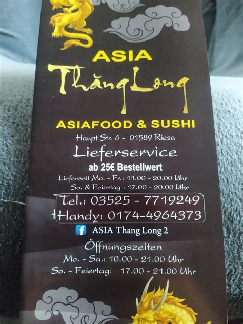 Speisekarte Von Asia Thang Long Restaurant Riesa