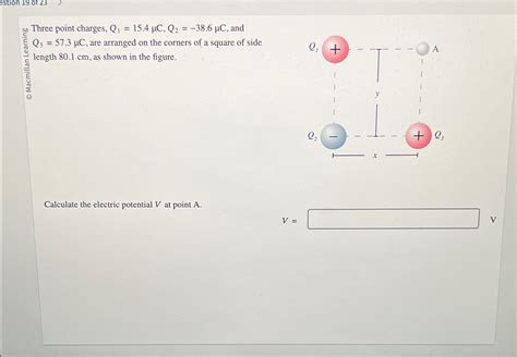 Solved Three Point Charges Q1 15 4μc Q2 38 6μc ﻿and