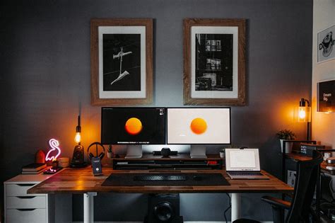 Standing Desk Setup With Dual Apple Studio Displays