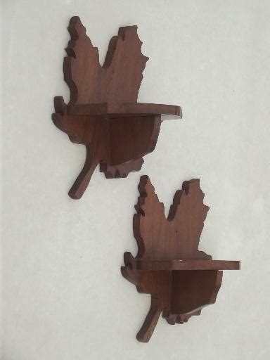 Rustic Wood Wall Shelves Autumn Leaf Maple Leaves Whatnot Shelves