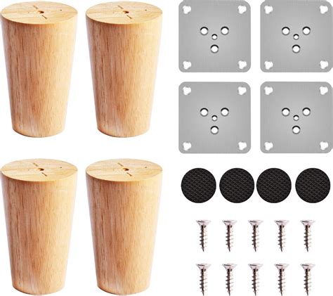 VADUDA 4PCS 10cm Wooden Furniture Legs Replacement Sofa Legs Set Of 4