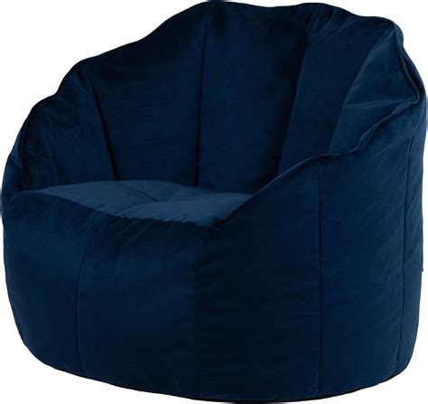 Icon Sirena Bean Bag Chair Navy Blue Velvet Accent Chair Adult Bean