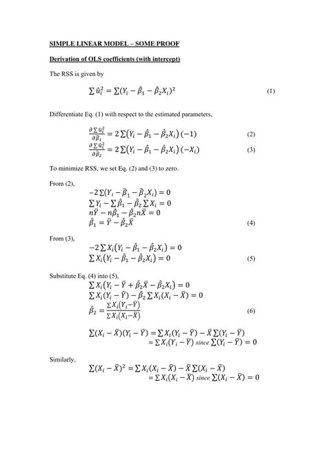 Notes On Econometrics Ols Estimator Derivation Notes