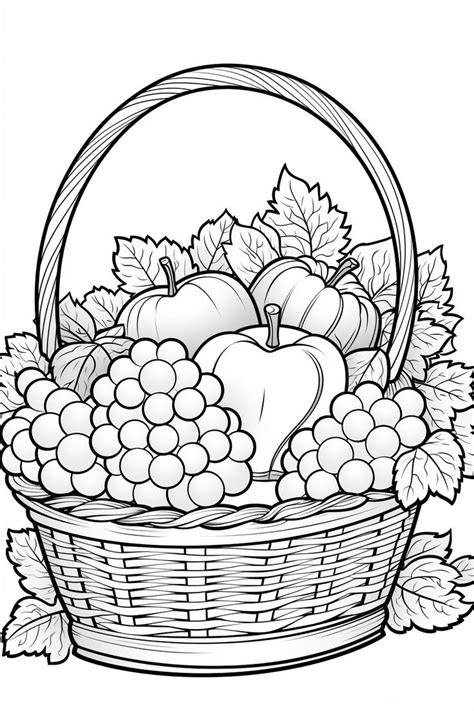 A Basket Full Of Fruits And Vegetables With Leaves On The Side