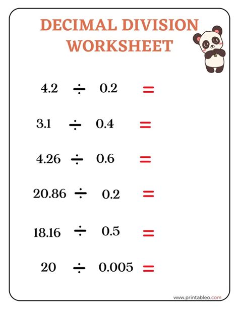 41 Decimal Division Number Worksheet With Lesson Plan