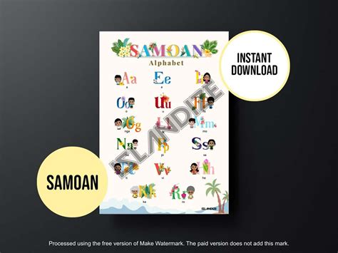 Printable Samoan Alphabet Chart Tropical Theme Educational Poster