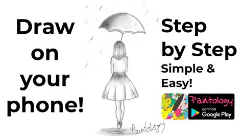 How To Draw A Girl With An Umbrella Step By Step Easy Drawing For Girls Step By Step