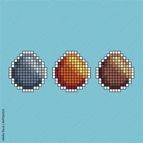 Pixel Art Stroke Sets Of Eggs Icon With Variation Color Item Asset