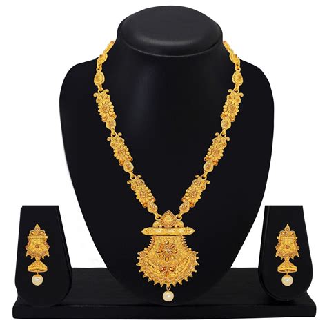 New Exquisite Glamorous Gold Plated Indian Fashion Jewelry Set With