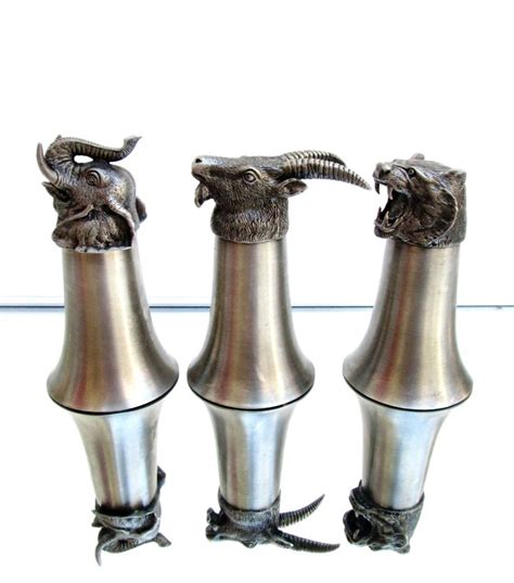 Vtg Pewter Animal Head Stirrup Cups Set Of 3 Unique Etsy Animal