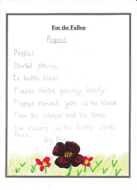 Denver Primary School - Poems for Remembrance Day