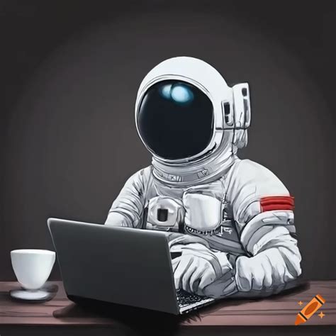 Astronaut Using Laptop And Enjoying Coffee On Craiyon