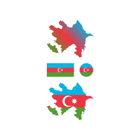 Conjunto De Vetores De Mapa E Bandeira Nacional Do Azerbaijão Vetor Premium