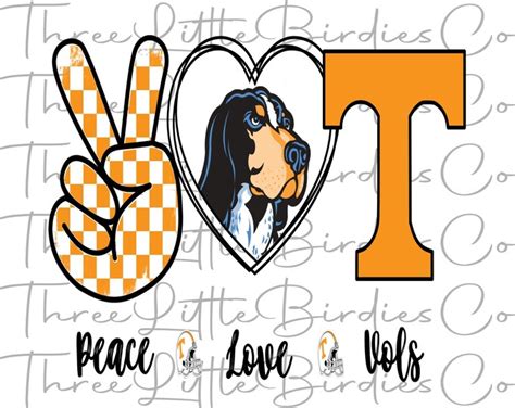 Peace Love And Vols Tennessee Football Sublimationpnginstant Digital