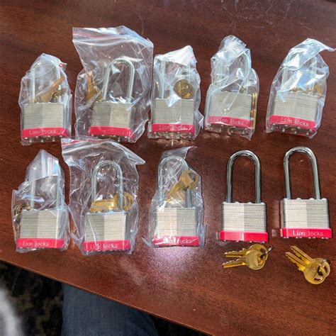 Lion Locks 10 Keyed Alike Padlocks W 2” Long Shackle 20 Keys