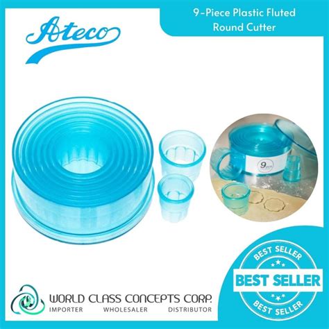 Ateco 5707 9 Piece Plastic Fluted Round Cutter Dough Pastry Cookies