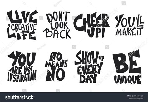 Set Quotes Isolated Motivational Hand Drawn Stock Vector Royalty Free