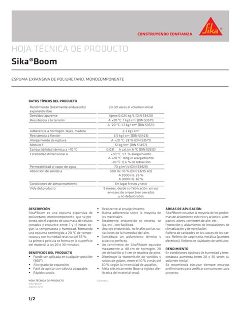 Hoja T Cnica De Producto Sikaboom