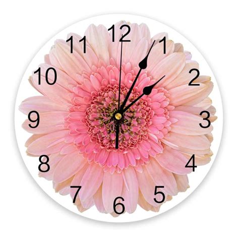 Pink African Chrysanthemum Wall Clock Large Modern Kitchen Dinning Round Wall Clocks Bedroom