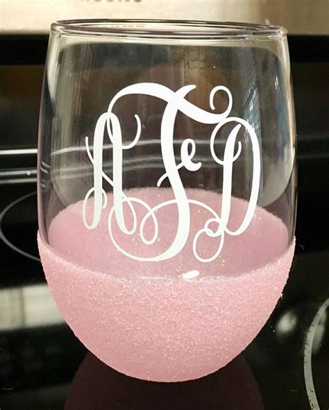 Sale Glitter Stemless Wine Glass Personalized Custom Decal Custom