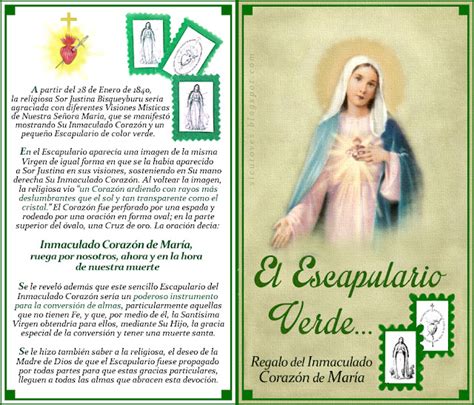 ® Blog Católico Gotitas Espirituales ® El Escapulario Verde Del Inmaculado CorazÓn De MarÍa Un