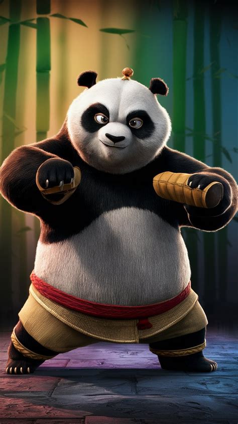 Charming Sitting Kung Fu Panda Illustration for HD Mobile Wallpaper ...