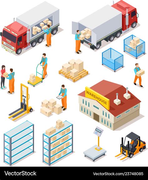 Delivery Isometric Logistic Distribution Vector Image