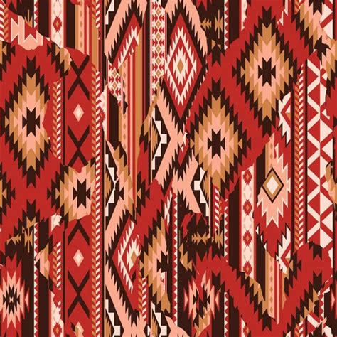 Native American Fabric Patchwork Wallpaper Vector Seamless Pattern