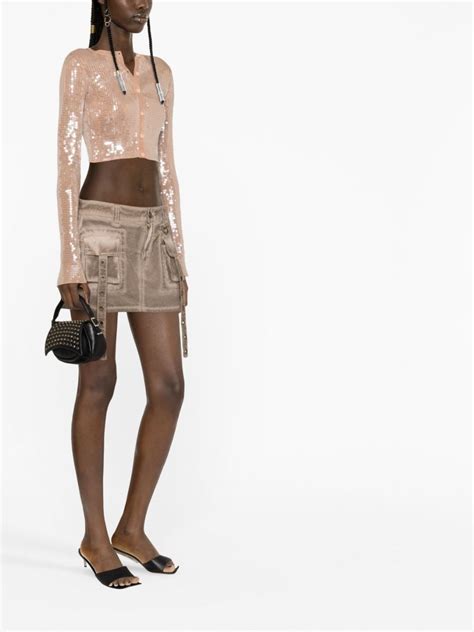 Alexander Wang Sequined Cropped Cardigan Neutrals FARFETCH