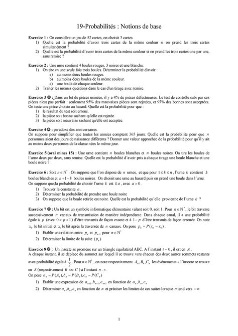 19 Probabilités finies 16 17 1 19 Probabilités Notions de base