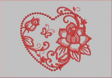 Falcon Embroidery Has Brought This Rose Heart Embroidery Design Downlo