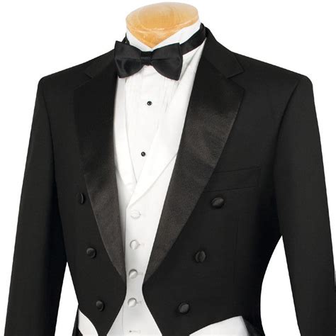 Mens Tuxedo Regular Fit Collection With Tails 3 Piece In Black Mens