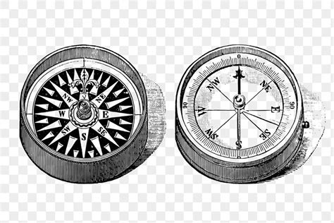 An Old Fashioned Compass Is Shown In Black And White With No Image On It