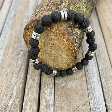 Black Lava Stone Bracelet Gift Men' Bracelet Woman's | Etsy