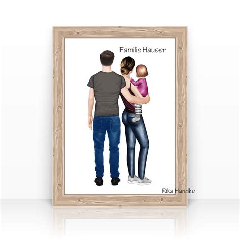 Familie 4 Personen Geburtstagsgeschenk Mama Papa Familienbild