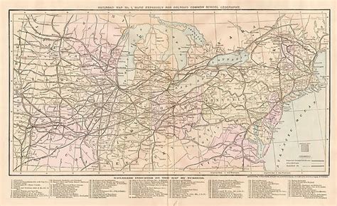 USA Railroad map 1881 (Print #14757028) Framed. Framed Photos