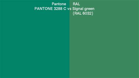 Pantone 3288 C vs RAL Signal green (RAL 6032) side by side comparison