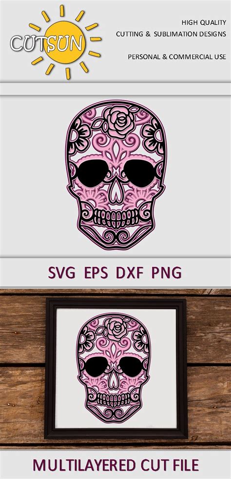 Halloween Svg D Layered Sugar Skull Mandala Svg Svgs