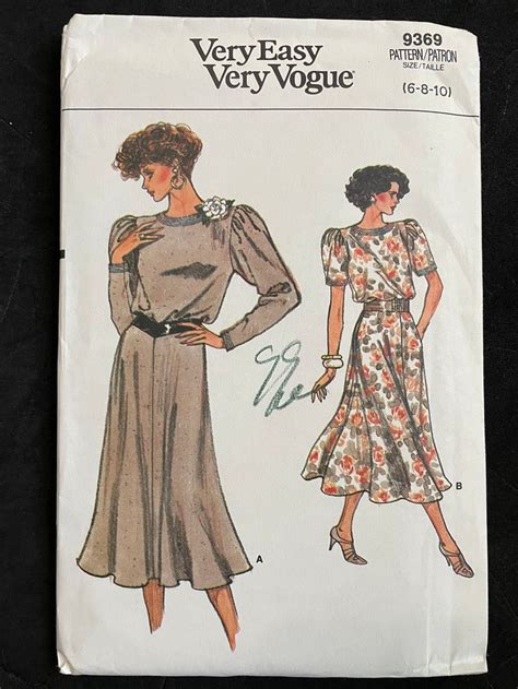 Vogue 9369 Pattern UNCUT 1980s Vintage Very Easy Loose Fit Blouson