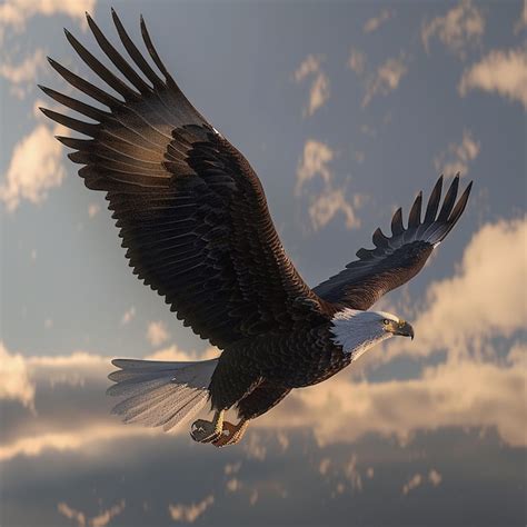 Premium Photo A Bald Eagle With A White Head And A Blue Sky With