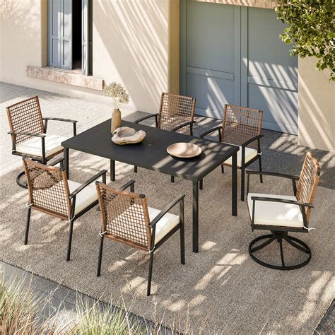 Red Barrel Studio 6 Person 74 Long Patio Dining Set With Rattan