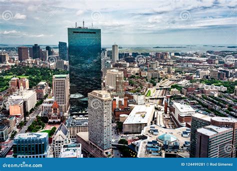 Aerial View of Boston Skyline Stock Image - Image of urban, skyline ...